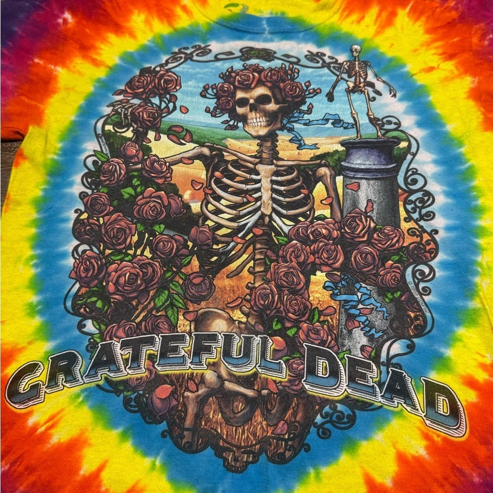 Vintage 1998 Grateful Dead Tie Dye Bertha Skeleton Band T Shirt Mens S - Picture 2 of 6